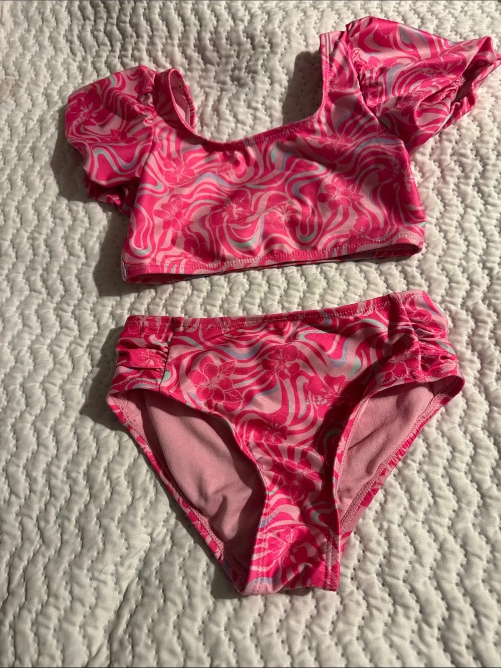 wonder nation Pink Swirl Floral Two-Piece Bikini